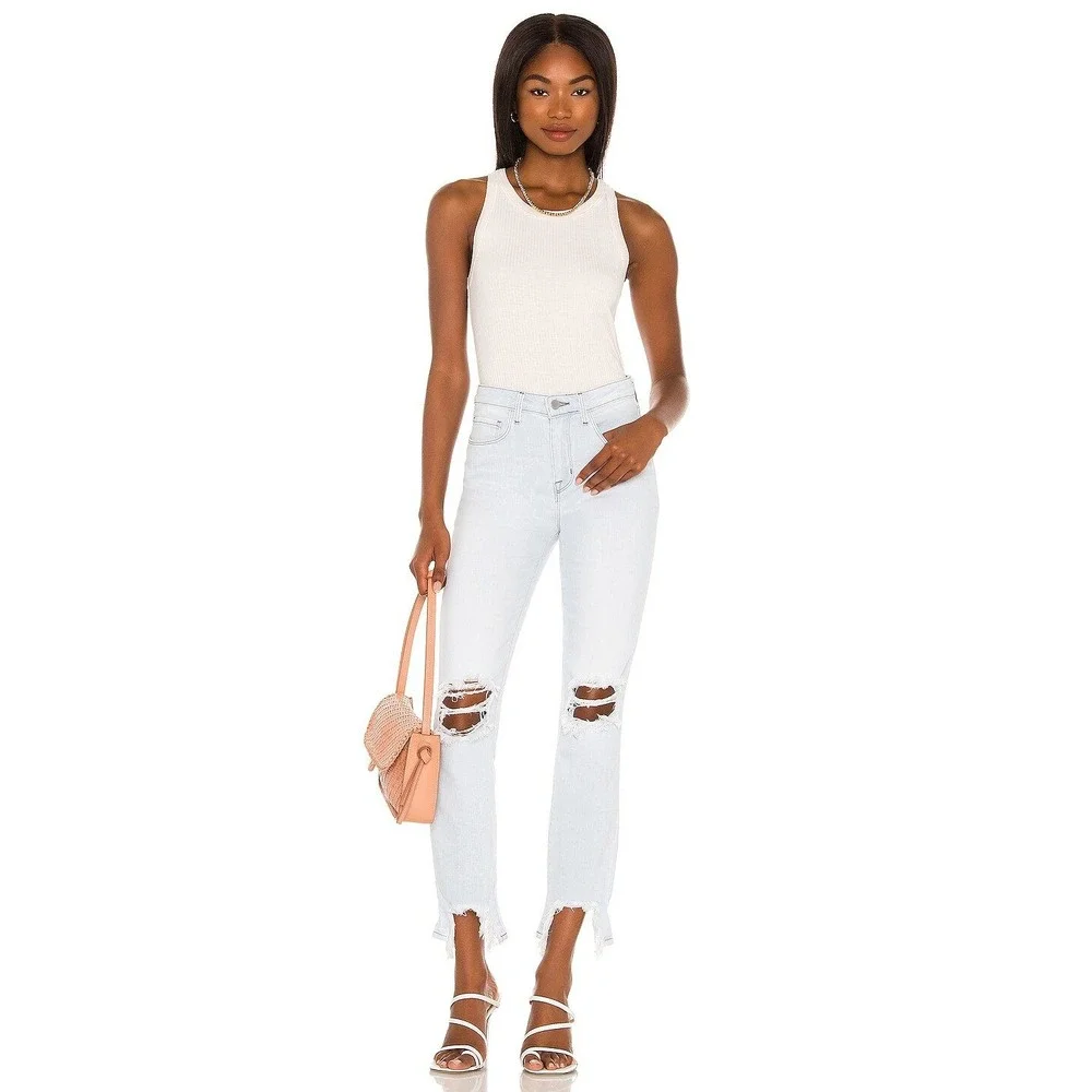 L'AGENCE High Line Skinny High Rise in Fade Out‎ Blue Light Wash Baddie Jeans 24